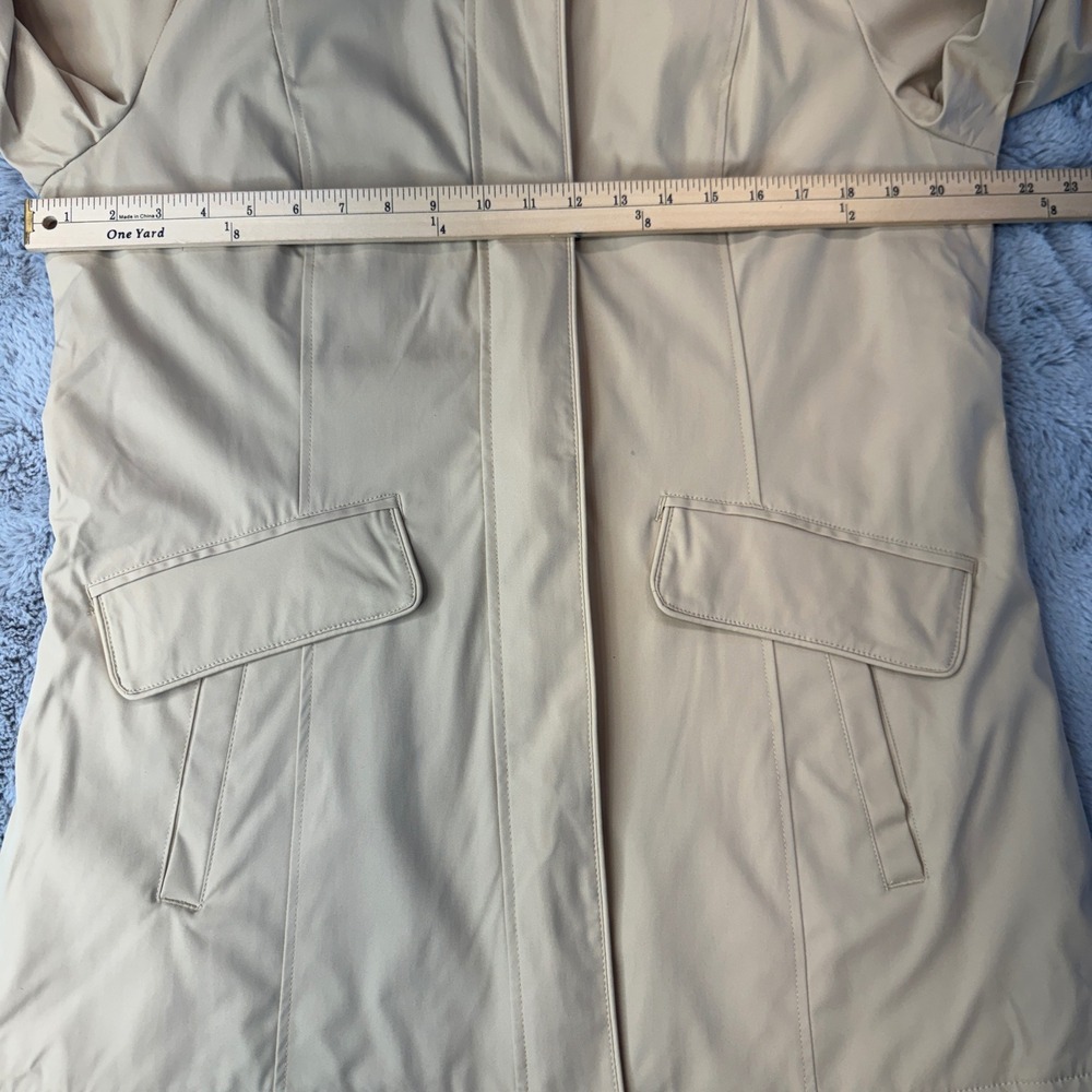 Lands End Womens Tan Khaki Hooded Raincoat Parka Jacket Size M RN 168874 - Picture 15 of 16